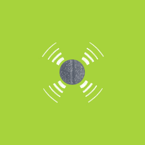 Graphic representation of a dark, textured DGL licorice tablet with white energetic lines on a bright green background, symbolizing the soothing properties of the supplement for digestive health.
