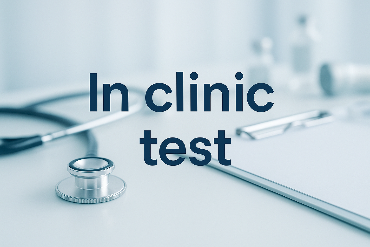 I want an image that says "In clinic test"